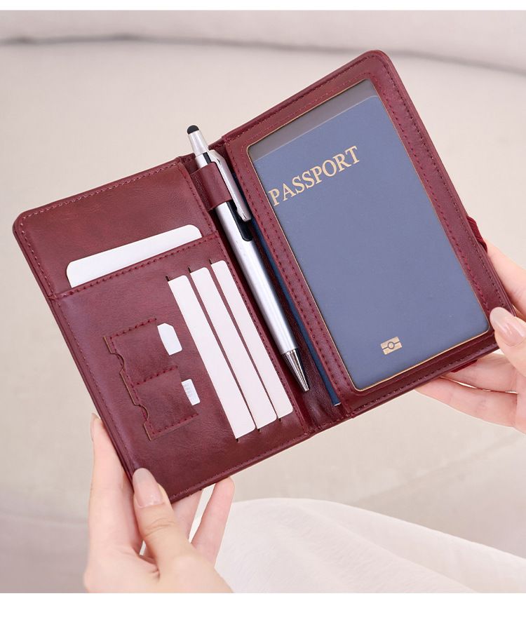 Portafoglio da viaggio sottile e leggero con protezione RFID, portapassaporto di lusso con protezione antifurto, più slot per carte e pelle PU resistente all'acqua_voghion.com