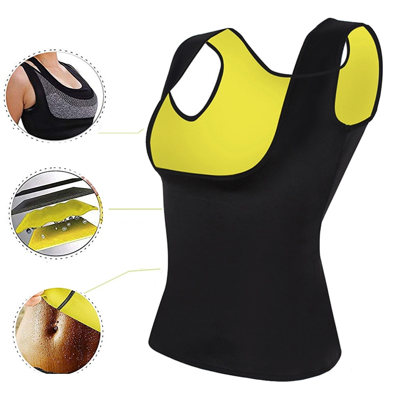 Donna Neoprene Shapewear Vita Trainer Corsetto Dimagrante Sudore Sauna Gilet Termico Body Shaper Palestra Allenamento Canotte_voghion.com