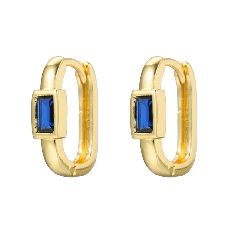 Women’s Jewelry Set Fashion Personality Colored Zircon Ear Buckles Copper Plated With Real Gold Ins Metal Style U Shaped Earrings Ear Clip Jewelry_voghion.com