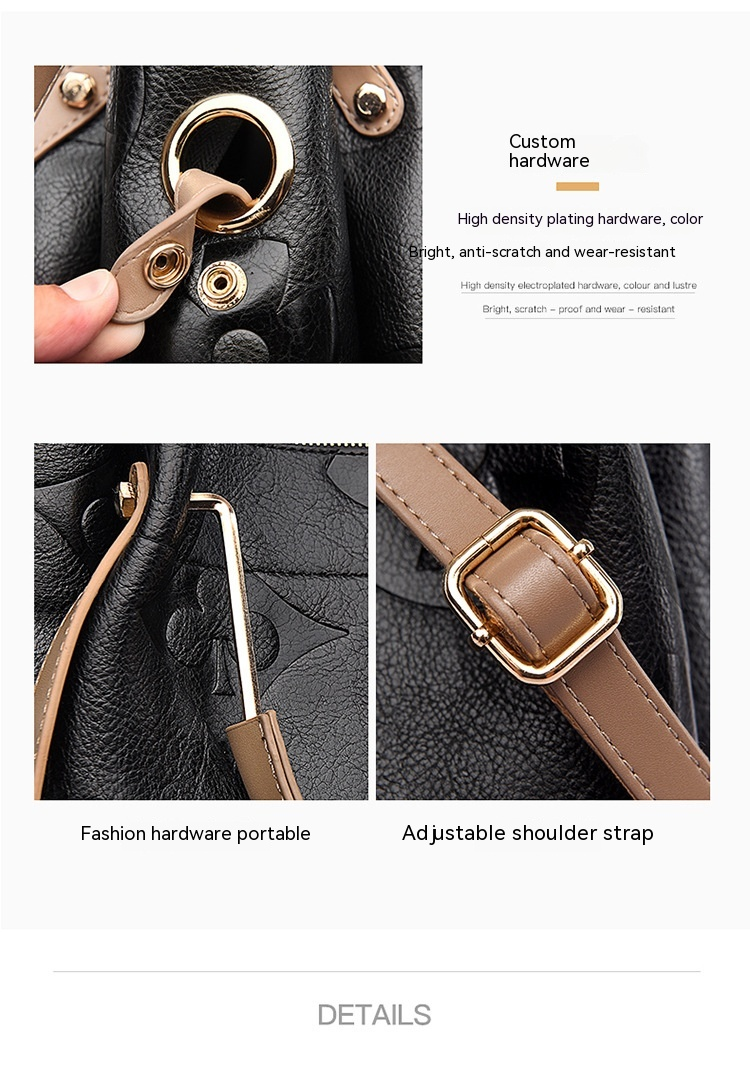 Borsa da donna in rilievo Borsa a secchiello diagonale retrò europea e americana di grande capacità_voghion.com