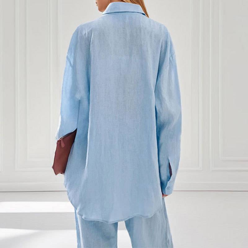 Elegantes Büro-Set für Damen – Slim Fit Stretch-Polyesterhemd und -hose, 2-teiliges Outfit, knitterfreier Business-Casual-Anzug für die Arbeit_voghion.com