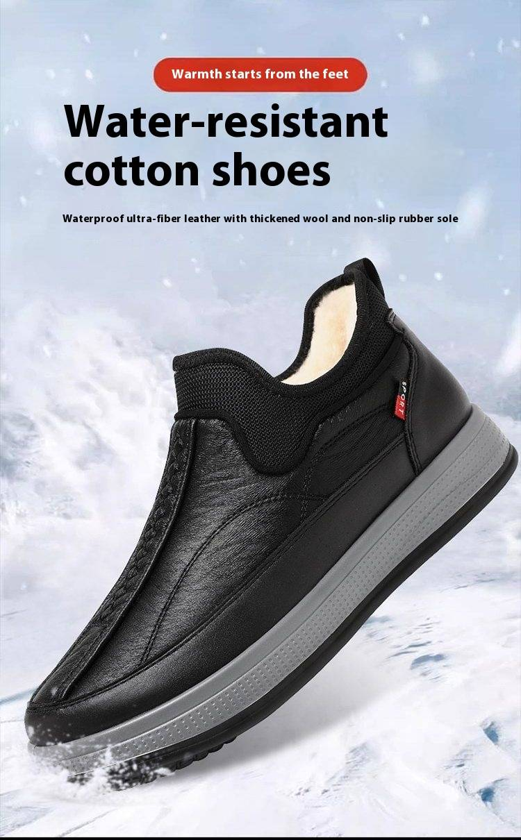 Winter Men Plus Velvet Thick Sheep Wool Dad Shoes Leather Waterproof Non Slip Elderly Shoes Men_voghion.com
