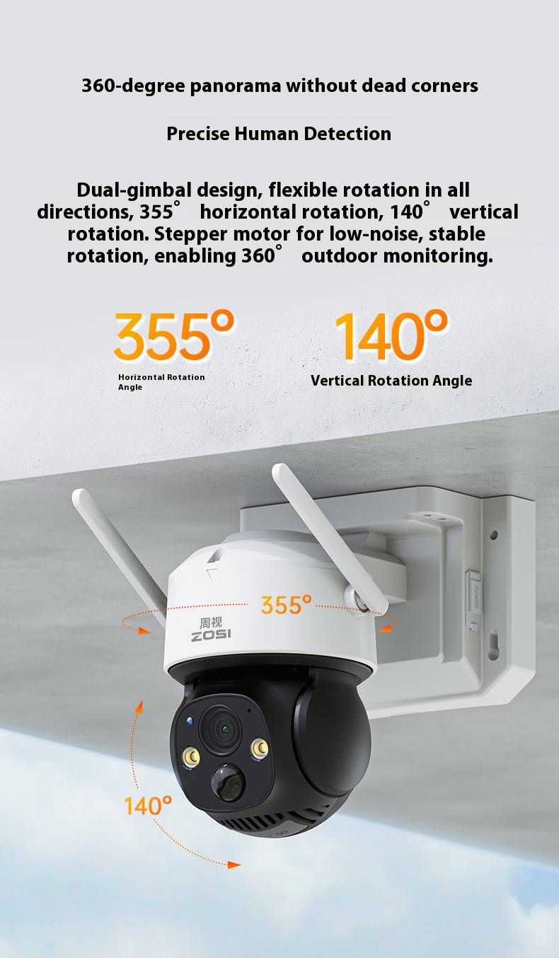 4MP Wireless Solar Security Camera, 2K HD Outdoor/Indoor Surveillance, 355° Pan & 90° Tilt, IP66 Weatherproof, Night Vision, Two-Way Audio_voghion.com