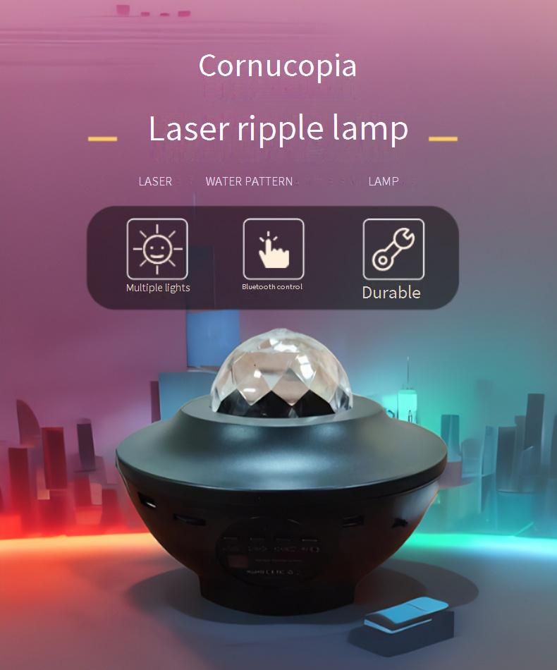 Aurora Projector Night Light With Bluetooth Music, Water Wave LED Starry Sky Lamp For Bedroom, Mood Lighting, Romantic Decor, Gift Idea_voghion.com