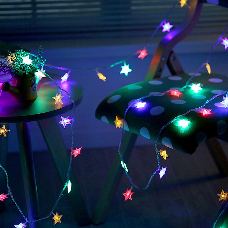 Luci a LED a forma di stella - Bianco caldo/Colorato/Bianco puro, a batteria, luci decorative per Natale, matrimoni, decorazioni per la casa e per esterni_voghion.com