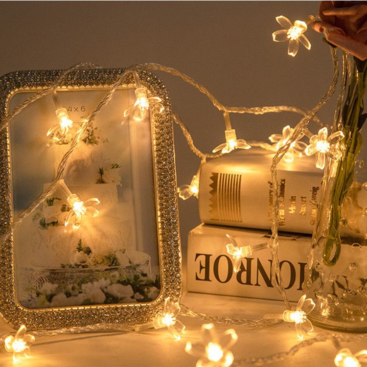 Guirnalda de luces LED con forma de flor de cerezo, a pilas, disponible en longitudes de 1,5 m, 3 m, 6 m, 7 m y 12 m, luz blanca cálida y multicolor, para decoración de interiores y exteriores._voghion.com