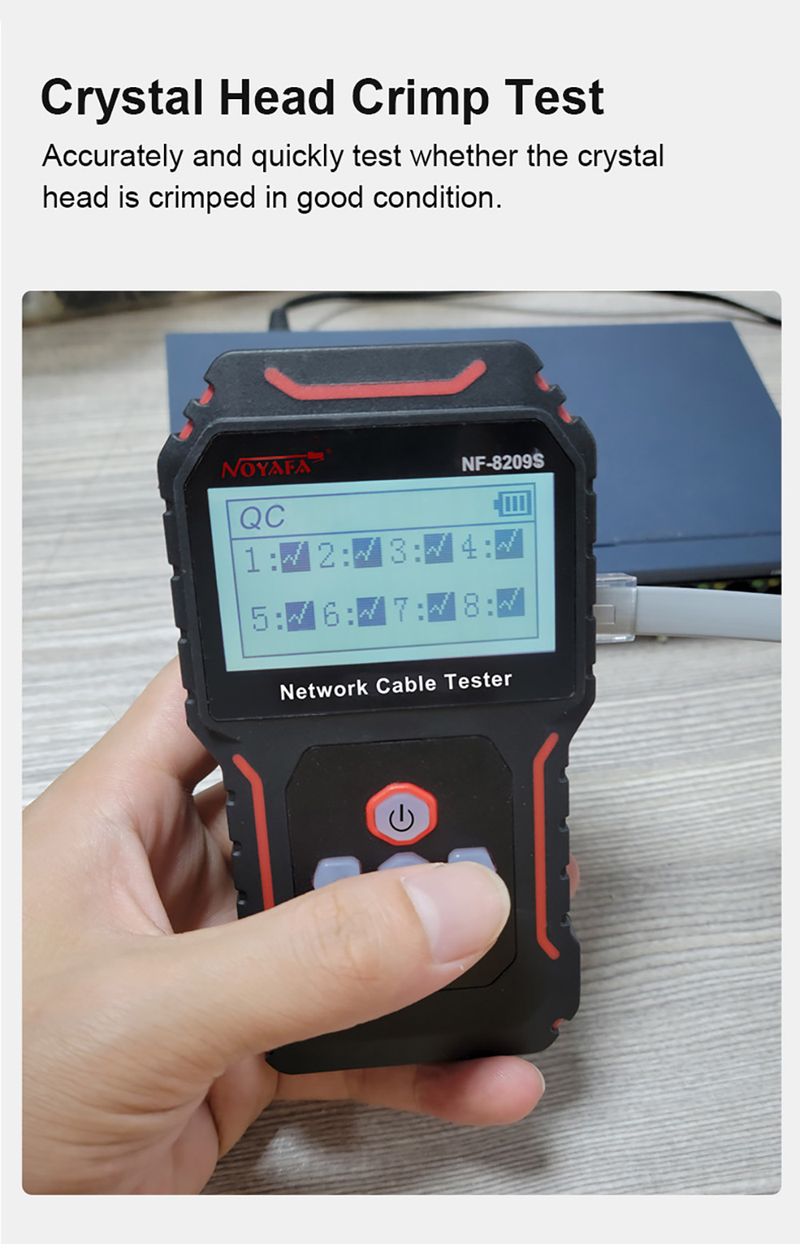 NOYAFA NF-8209S Network Cable Tracker Cat5 Cat6 PoE Tester Detect Length Continuity Test With NCV & Lamp_voghion.com