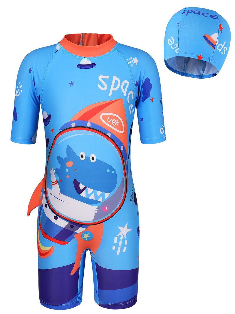 Mamma e bambini 2024 nuovi vestiti per bambini costume intero con stampa di squalo e dinosauro per bambini costume da bagno comodo e traspirante ad asciugatura rapida_voghion.com