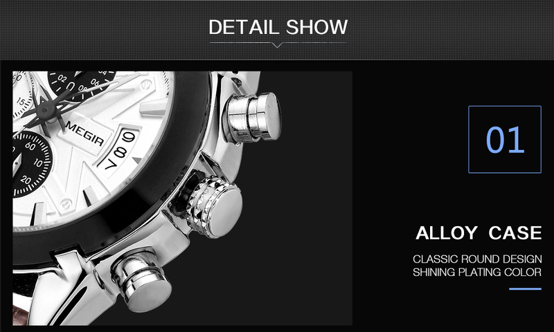 Men Watches Original Leather Quartz Wristwatch Military Chronograph Big Dial Sports Clock_voghion.com