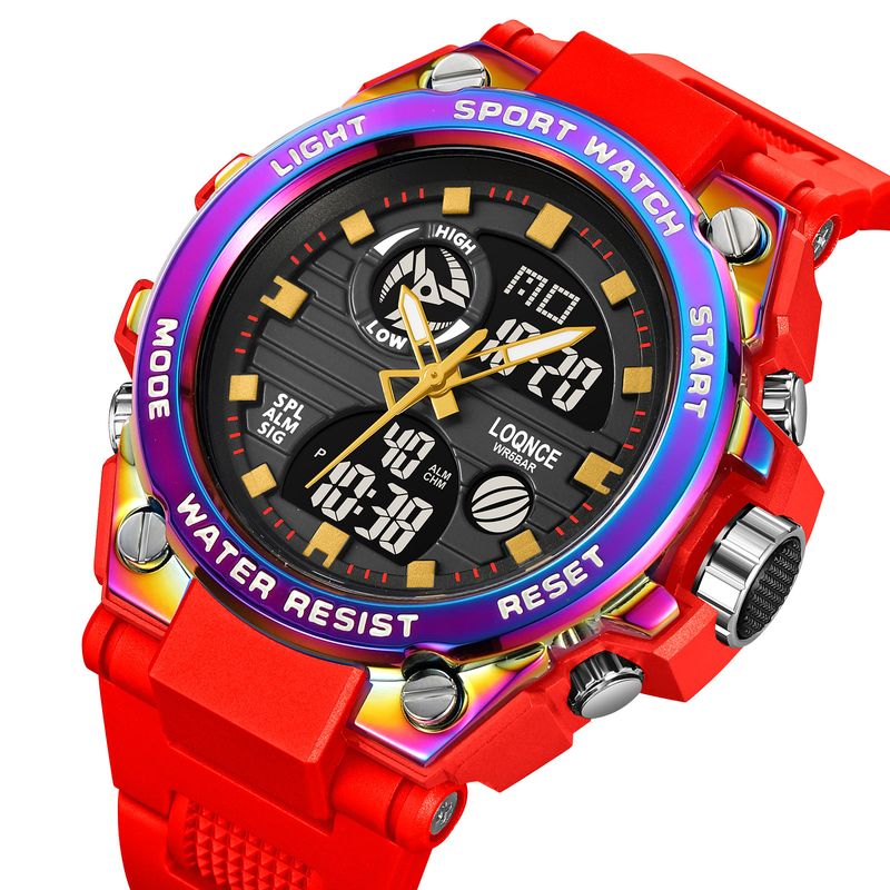LOQNCE Nuovo prodotto Orologio elettronico impermeabile multifunzione a doppio display con quadrante grande per studenti maschi 98002_voghion.com