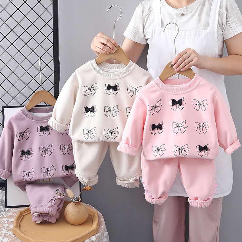 2025 Set di due pezzi con cappuccio per bambine, stile casa, abbigliamento primaverile e autunnale per bambine, novità invernale per bambine_voghion.com