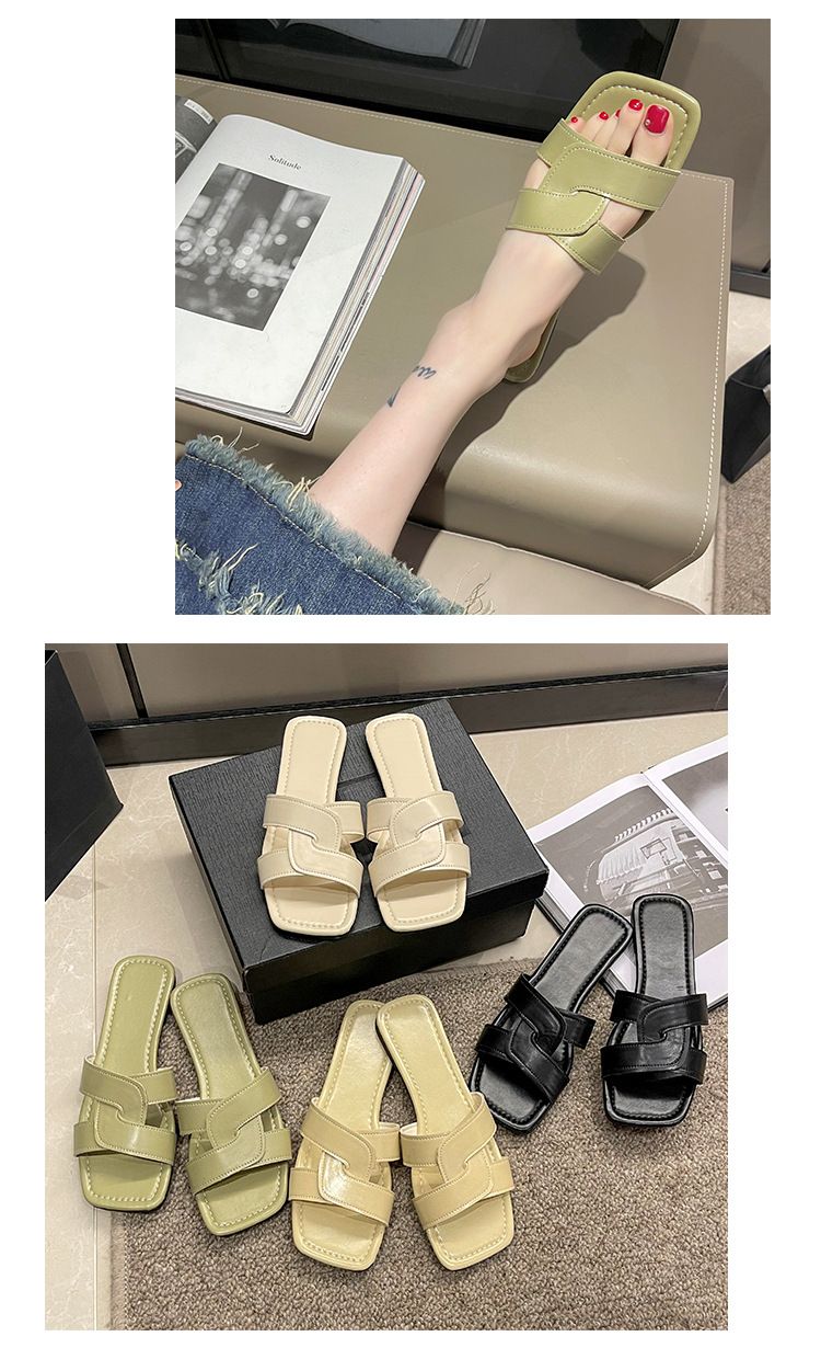 Summer new European and American style 2024 cross strap slippers women's flat simple flip flops fashion net red ins_voghion.com