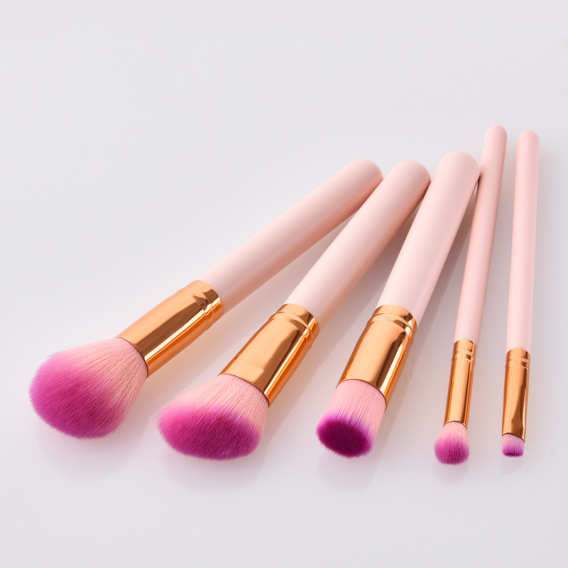 Pennelli per trucco da 5 pezzi, strumenti di bellezza, manico in legno Yuncai, tubo per la bocca, capelli in nylon GUJHUI_voghion.com