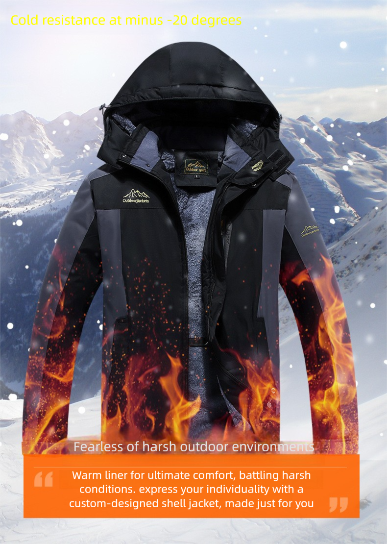 Giacca invernale antivento impermeabile antimacchia slim fit con cappuccio foderata in pile spessa calda antifreddo_voghion.com