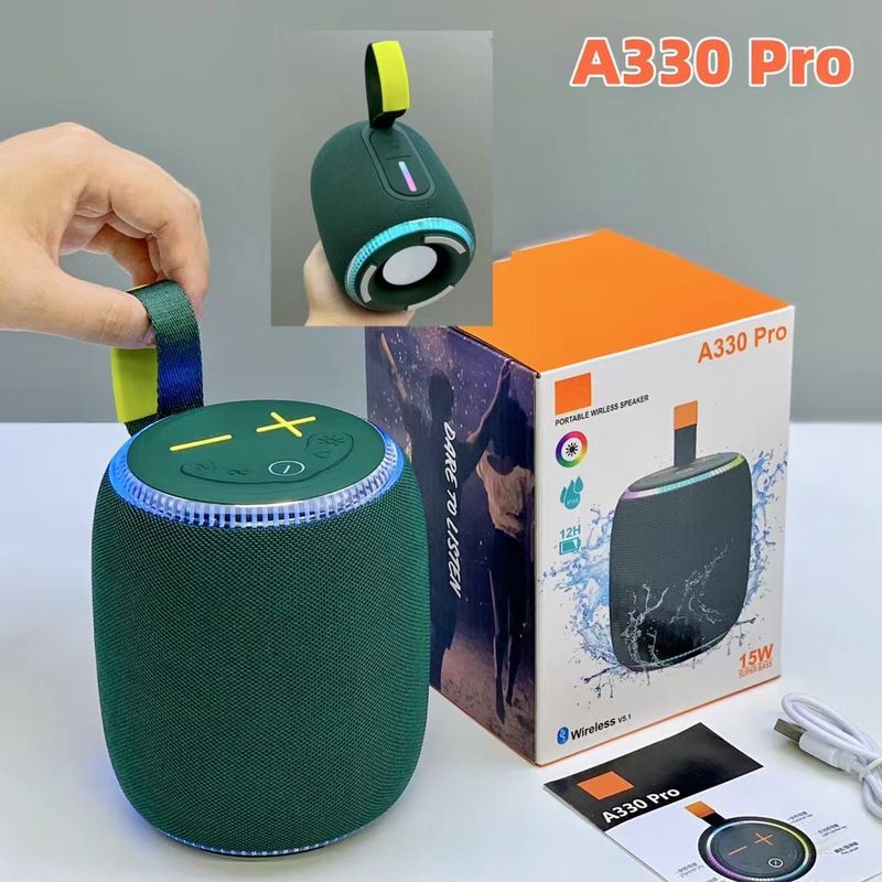 A330pro drahtloser wasserdichter Bluetooth-Handheld-Subwoofer mit 15 W RGB-Farblichtern im Freien kleiner Netzlautsprecher_voghion.com