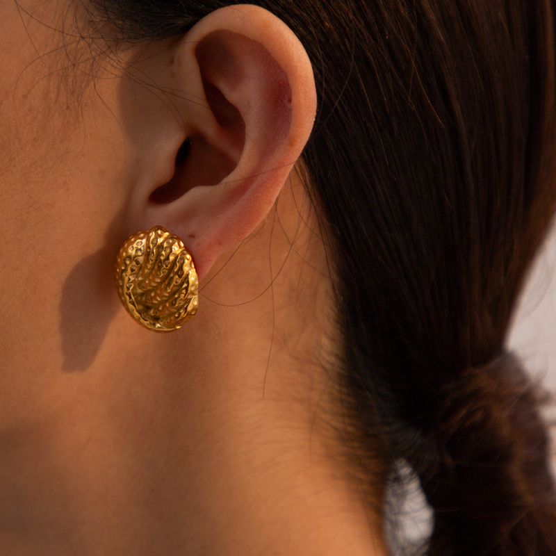 Instagram Titanium Staal Gevlochten Hamerpatroon Oorbellen, 2023 Nieuwe Trendy en Populaire Design Oorbellen_voghion.com