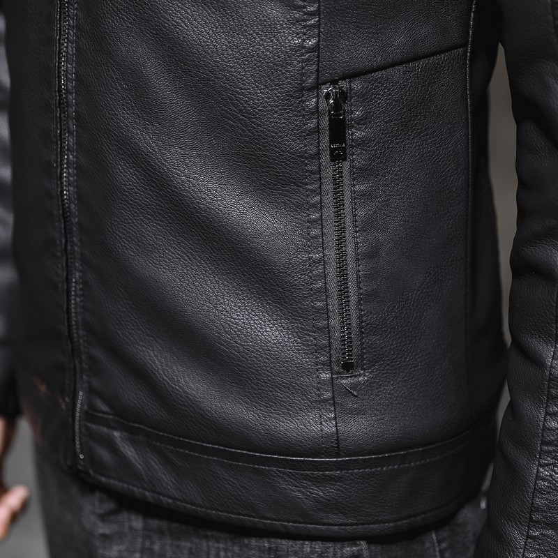 Men's Clothing Leather Jacket Lapels And Pile Thickening Trend_voghion.com