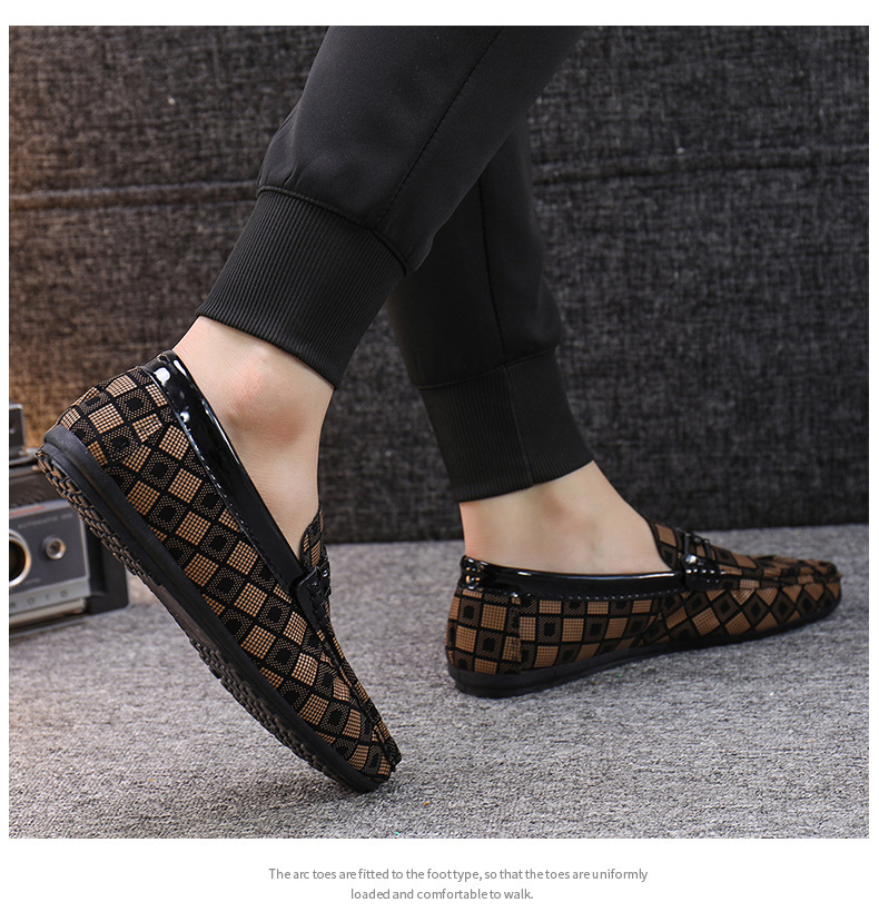 Căciuli pentru bărbați, stil nou de primăvară și vară, pantofi bărbătești în carouri cu un picior, pantofi la modă, pantofi din piele, pantofi casual_voghion.com