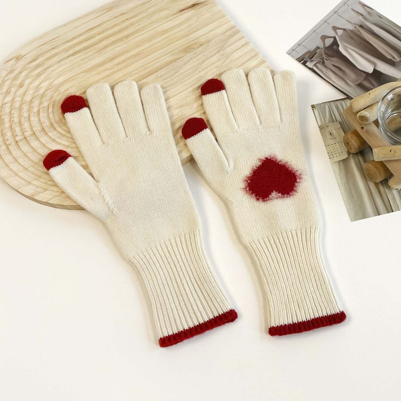 Teléfono de invierno para mujer, de color sólido, abierto, con pantalla táctil, tejido de lana gruesa, cálido, moderno, edición coreana_voghion.com