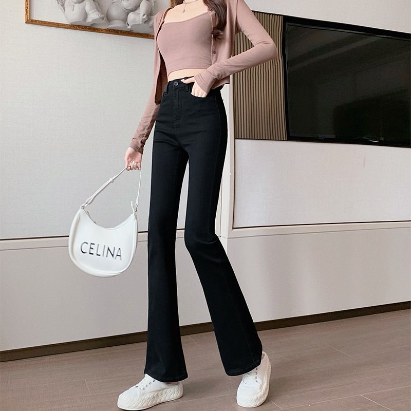 Jeans für Frauen mit hoher Taille, schlanke Figur, Mikro-Schlag, amerikanischer Stil, würziges Mädchen, neuer Stil für Frühling und Herbst,_voghion.com