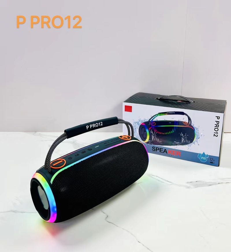 P PRO12 Bluetooth speaker portable 20W handheld RGB light outdoor desktop high-power subwoofer_voghion.com