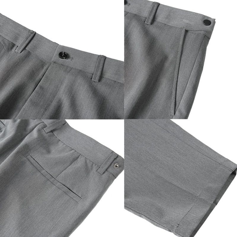 Nova versão coreana calças casuais masculinas verão nove pontos calças cor sólida calças casuais ajuste de cintura calças de qualidade slim-fit_voghion.com