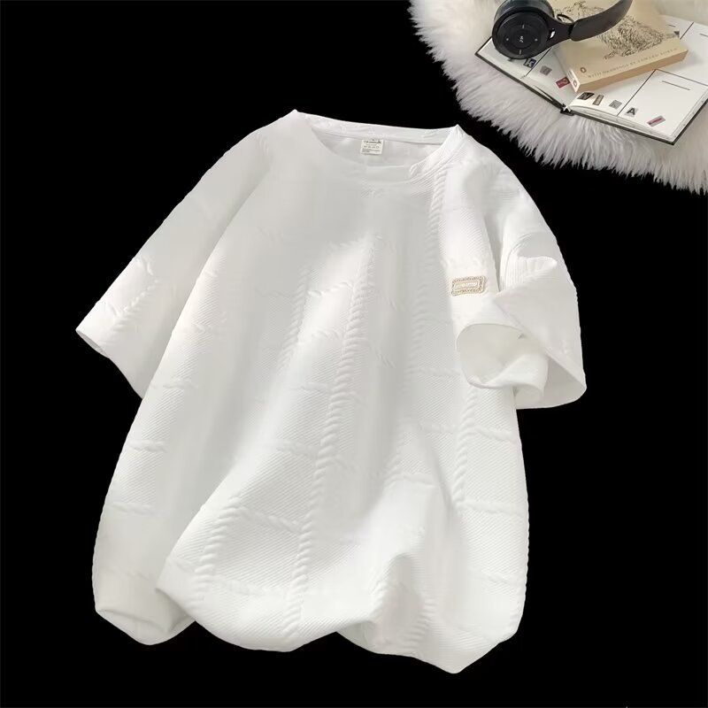 Short Sleeved T-shirt Men's Summer Loose Retro Shoulder Casual Top Versatile And Trendy_voghion.com