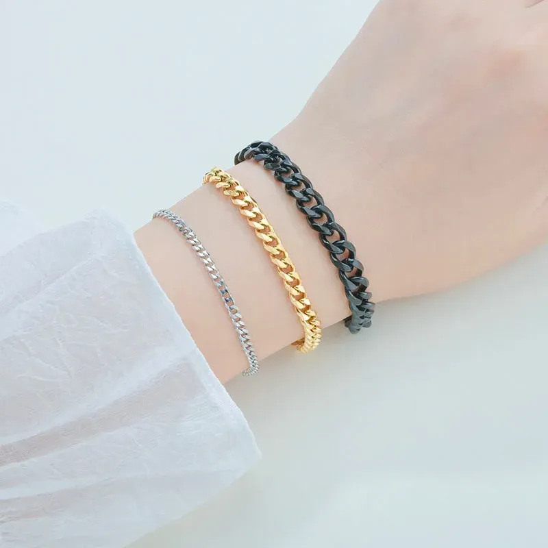LuxeGems Co Fashion Stainless Steel Men Curb Cuban Chain Bracelet Women Bracelet On Hand For Couple Unisex Wrist Hand Jewelry Gift Party_voghion.com