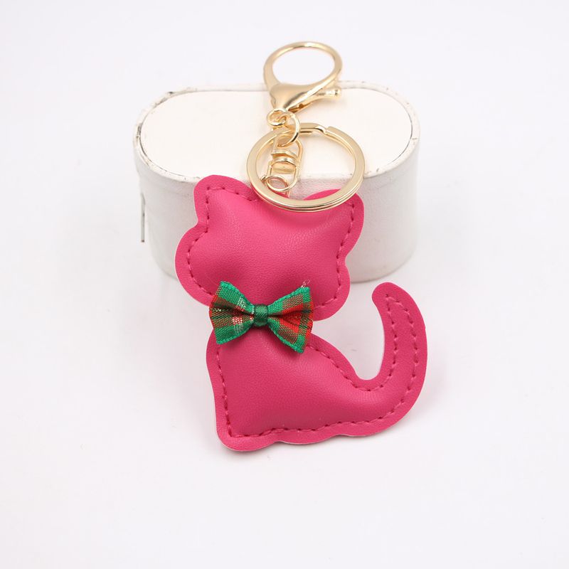 Nuovo ciondolo portachiavi in pelle a forma di papillon con gatto, accessorio per zaino, portafoglio_voghion.com