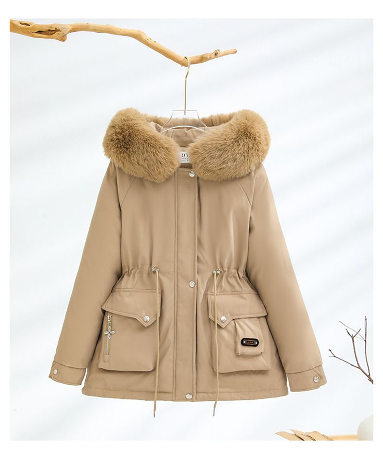 Parka invernale da donna con cappuccio in pelliccia sintetica, piumino lungo, capospalla foderato spesso, cappotto casual alla moda dalla vestibilità ampia per donna_voghion.com