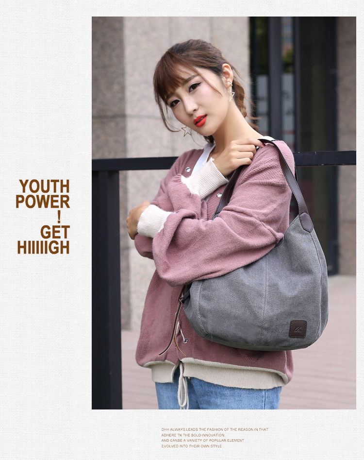 Nova bolsa de lona feminina moda com literatura simples bolsa de ombro único multi-camada lazer grande saco_voghion.com