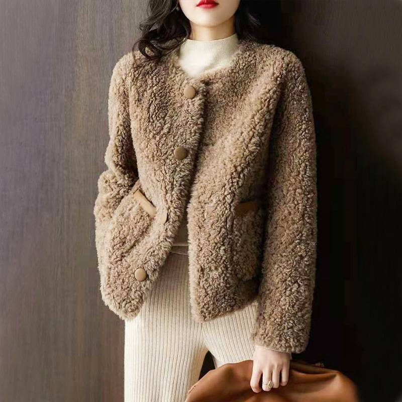 Dameskleding fleece korte jas temperament dame winddichte warme top_voghion.com