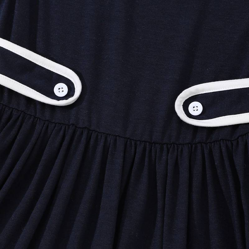 Vêtements pour enfants Robe d'été pour enfants Col de poupée noire Jupe trapèze simple mode filles gilet jupe longue_voghion.com