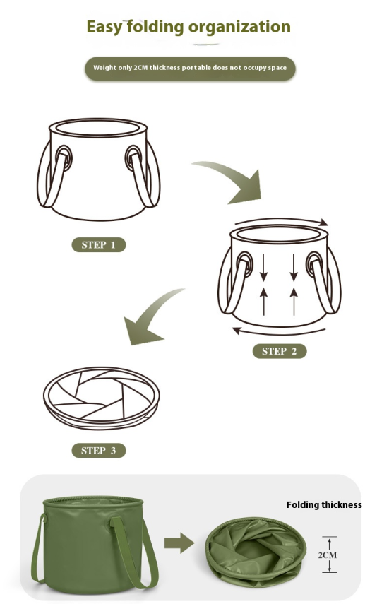 Multi-functional portable collapsible bucket Car large capacity travel toiletry bucket Outdoor camping picnic water storage bucket_voghion.com