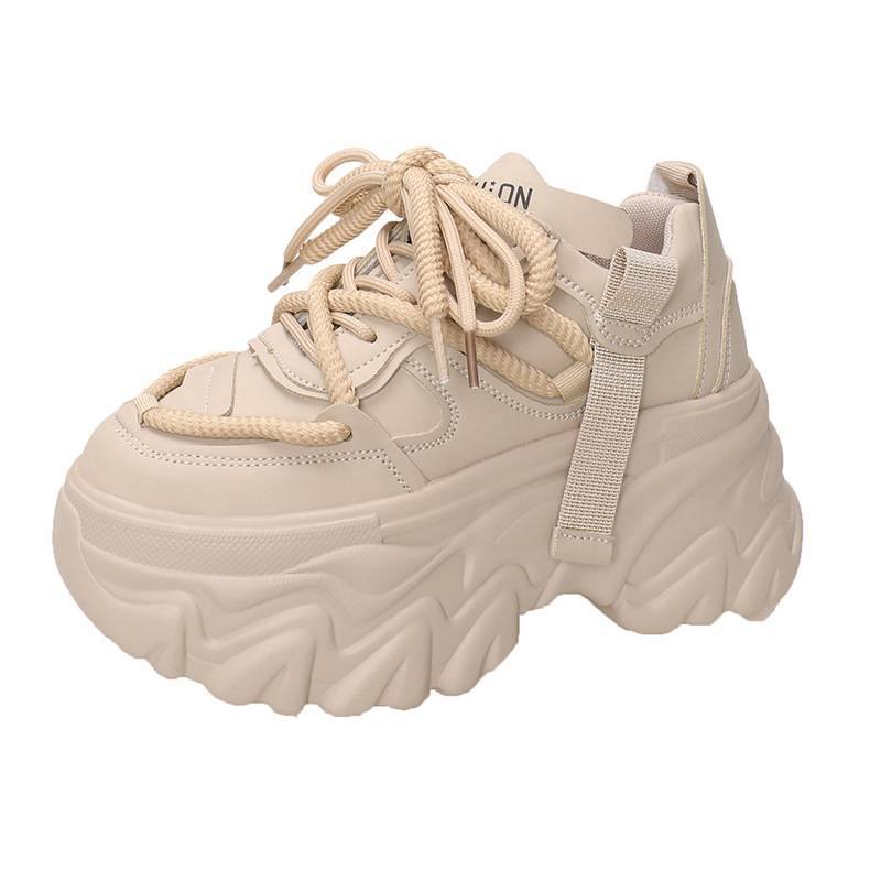 Women's Shoes 8cm height enhancing women's shoes thick soled high heeled dad shoes versatile and show small feet sports and leisure_voghion.com