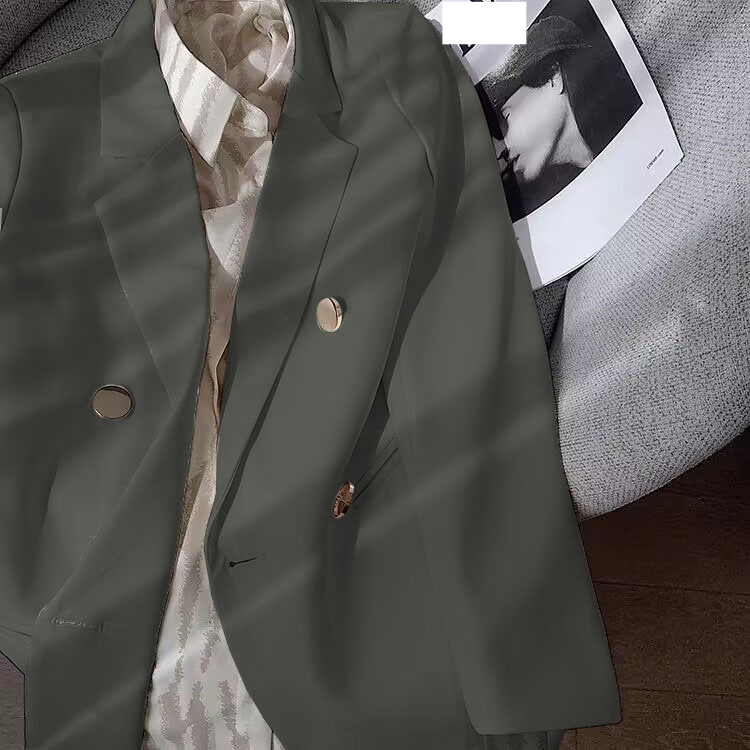 Damenbekleidung Anzugjacke große Größe einfacher kleiner Anzug im koreanischen Stil mit drapierter Silhouette Frühling und Sommer lässiger Damenanzug_voghion.com