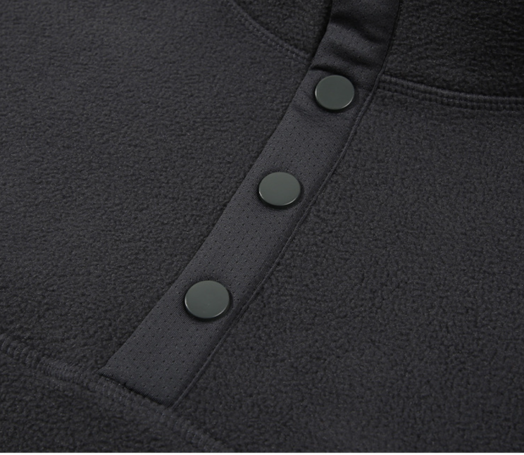Men's Clothing polar fleece sweatshirt men's velvet stand up collar button half open collar pullover_voghion.com