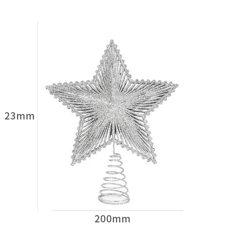 1PC Glitter Christmas Tree Topper Iron Star Christmas Decor For Home Xmas Tree Ornaments_voghion.com