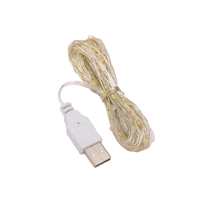 Cadena de luces LED de alambre de cobre, luces USB de colores con cable de cobre, luces decorativas navideñas, luces de ambiente con estrellas._voghion.com