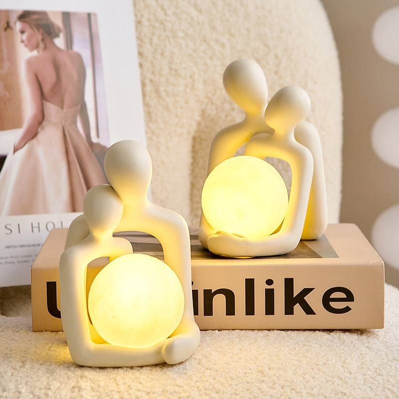 Dom Ogród Figurka Sztuka Para Ozdoby Mała Lampka Nocna Dom Salon Sypialnia Wejście Dekoracja Prezent Urodzinowy_voghion.com