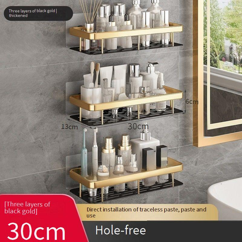 No-Drill Wall Mounted Bathroom Organizer Waterproof Shelf For Shower Toilet Vanity Adhesive Storage Rack For Towels Cosmetics Toiletries_voghion.com