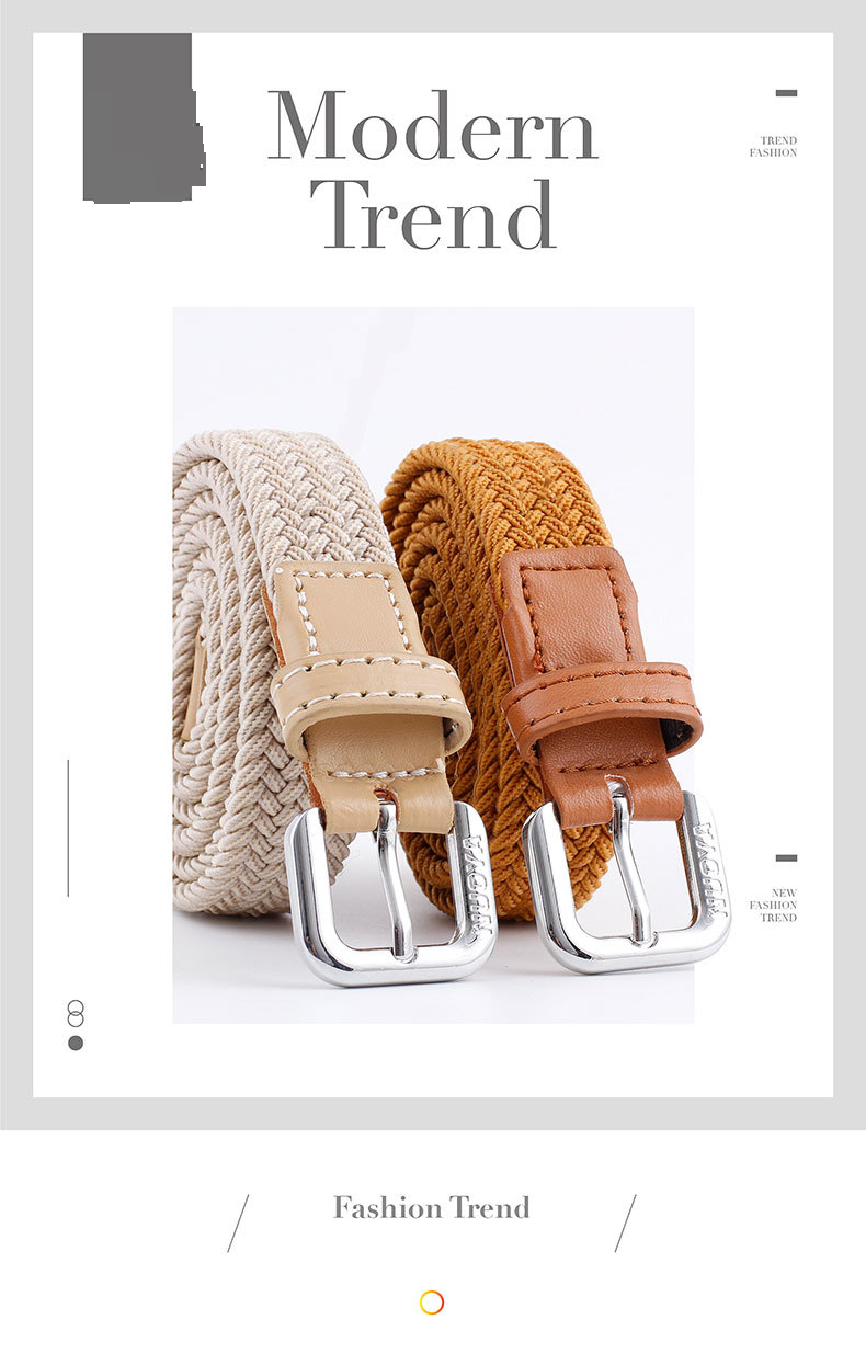 Herrengürtel Dünner gewebter Gürtel, elastischer elastischer Freizeithosengürtel Student Trendy Eltern-Kind-Anzug Canvas-Gürtel_voghion.com