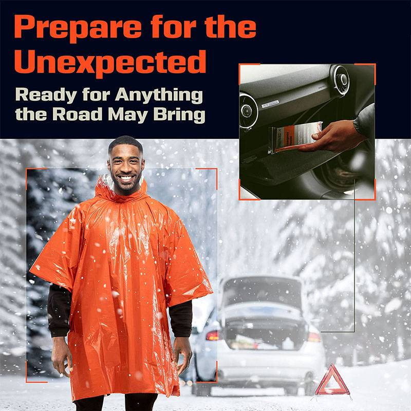 Emergency Poncho And Mylar Blanket Liner - Waterproof, Wind-Resistant Outdoor Rain Poncho For Camping, Emergencies_voghion.com