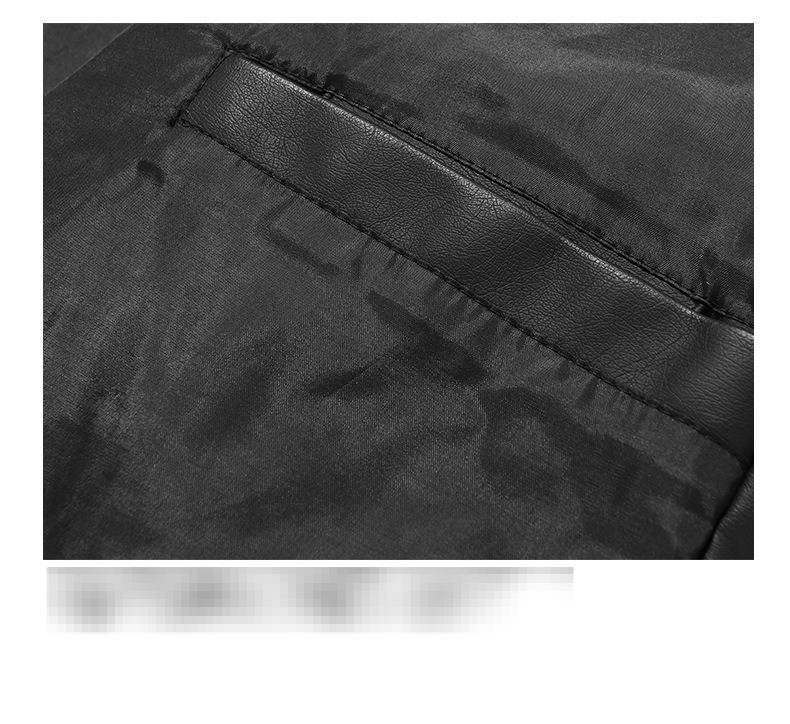 Heren Amerikaanse trendy motorkleding, eenvoudige, veelzijdige leren jas met staande kraag, wijd_voghion.com
