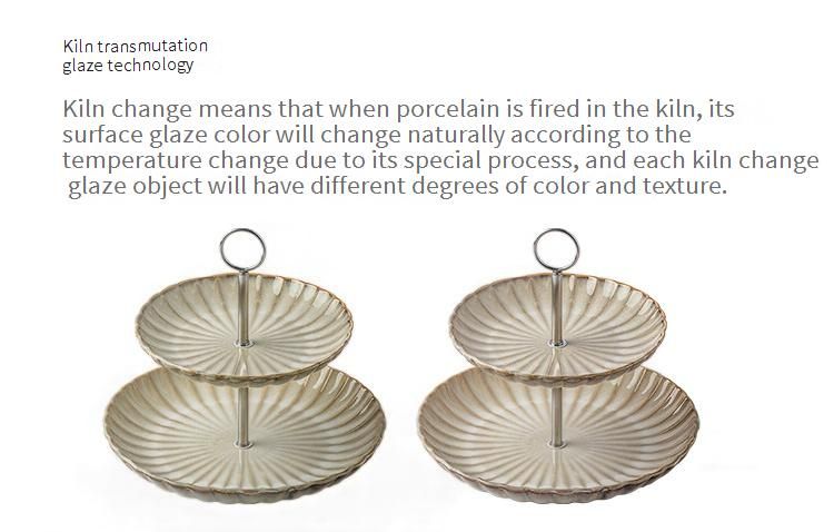 Double-Layer Ceramic Fruit Tray With Hand-Painted Floral Edge – Elegant Afternoon Tea Stand For Snacks, Desserts & Party Serving_voghion.com