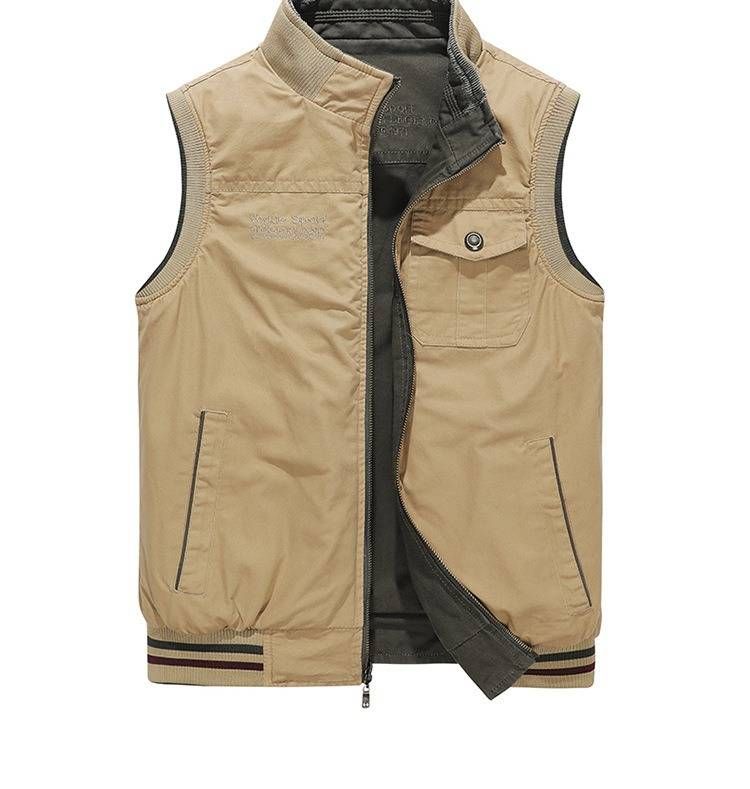 Plus Größe L-9XL Herbst Weste Männer Doppel Seiten Tragen Weste Männer Casual Baumwolle Stehen Kragen Ärmellose Jacke Männer Angeln Weste_voghion.com
