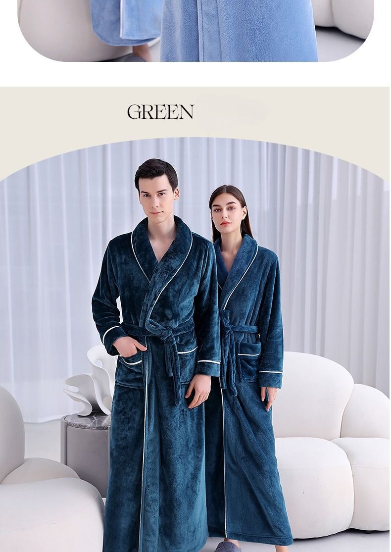 Unterwäsche & Nachtwäsche Herbst und Winter Extra langer und dicker Flanellmantel für Männer und Frauen, extra großer Bademantel aus Korallenvlies_voghion.com