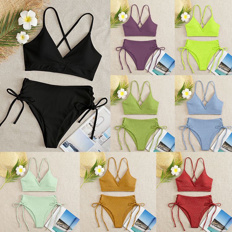 Maillot de bain deux pièces noué, nouveau style 2025, pour femmes, bikini sexy haut de gamme_voghion.com