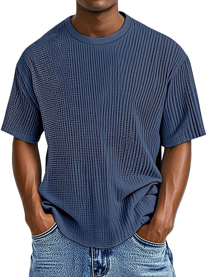 Men's Moisture-Wicking Crewneck T-Shirt - Breathable Polyester Blend Casual Tee For Everyday Wear_voghion.com