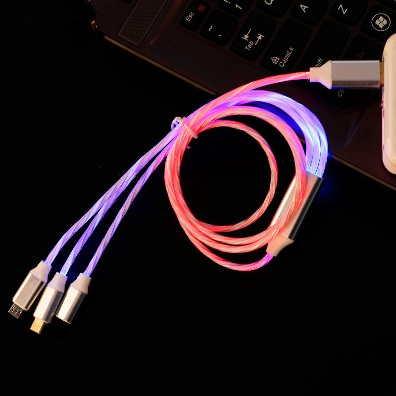 Câble de charge rapide 3-en-1 Digitex pour voiture, compatible avec la lampe de nuit portable multiport lumineuse._voghion.com